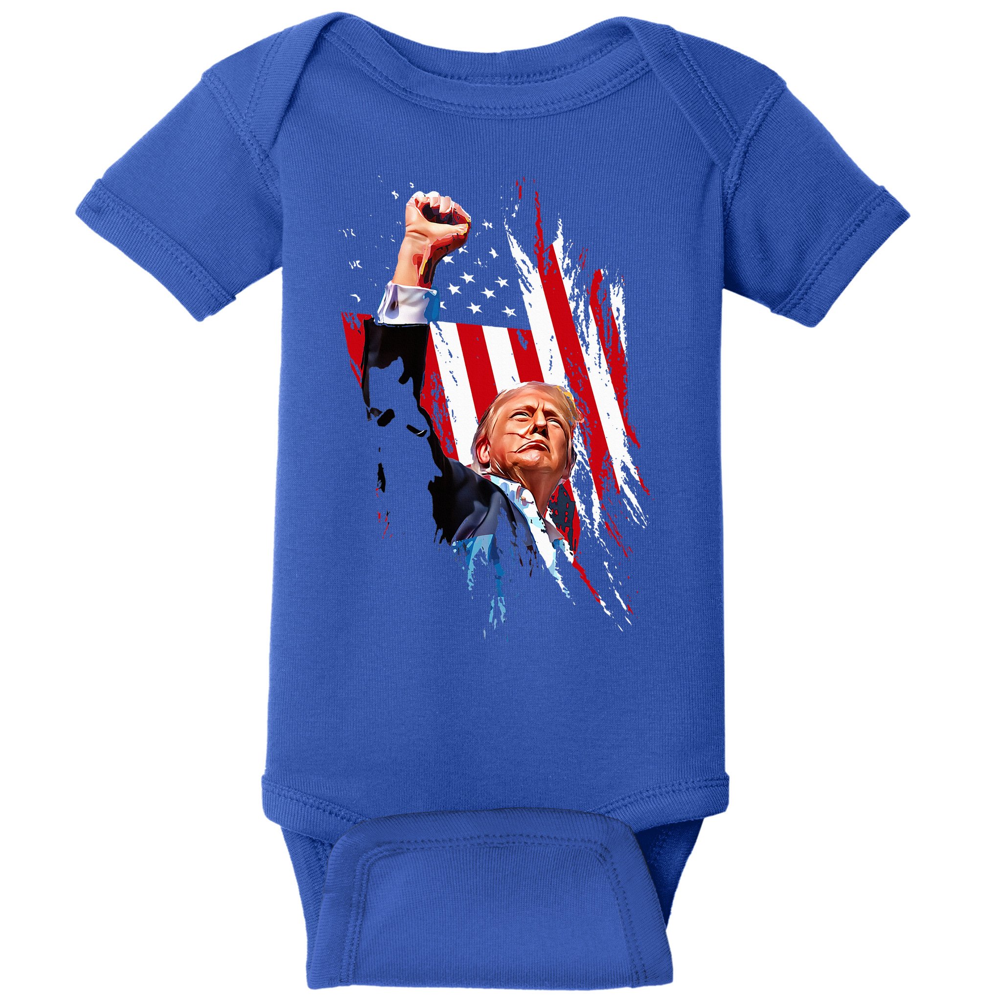 Trump Fist Pump Usa Flag Maga Baby Bodysuit