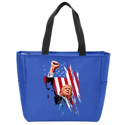 Trump Fist Pump Usa Flag Maga Zip Tote Bag