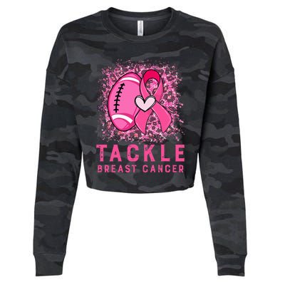 Tackle Football Pink Ribbon Breast Cancer Awareness Cropped Pullover Crew