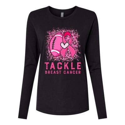 Tackle Football Pink Ribbon Breast Cancer Awareness Womens Cotton Relaxed Long Sleeve T-Shirt