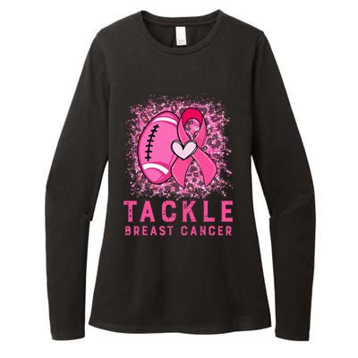 Tackle Football Pink Ribbon Breast Cancer Awareness Womens CVC Long Sleeve Shirt