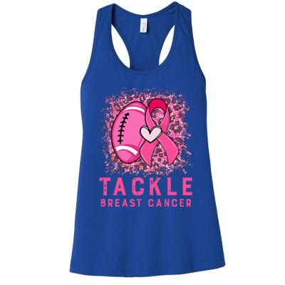 Tackle Football Pink Ribbon Breast Cancer Awareness Women's Racerback Tank