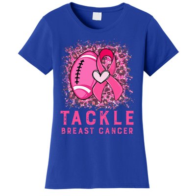 Tackle Football Pink Ribbon Breast Cancer Awareness Women's T-Shirt