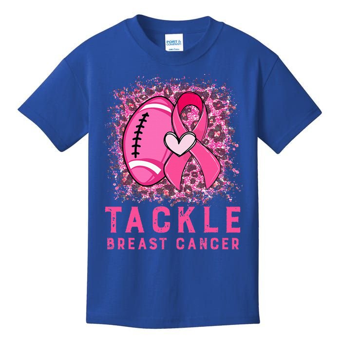 Tackle Football Pink Ribbon Breast Cancer Awareness Kids T-Shirt