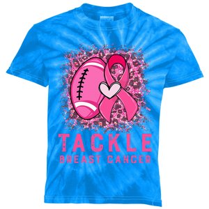 Tackle Football Pink Ribbon Breast Cancer Awareness Kids Tie-Dye T-Shirt