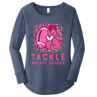 Tackle Football Pink Ribbon Breast Cancer Awareness Women's Perfect Tri Tunic Long Sleeve Shirt