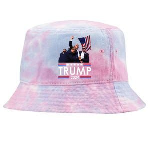 Trump Fist Pump Shot At Trump 2024 Trump Survives Rally Tie-Dyed Bucket Hat