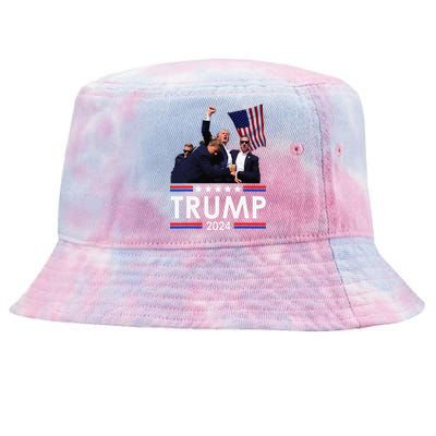 Trump Fist Pump Shot At Trump 2024 Trump Survives Rally Tie-Dyed Bucket Hat