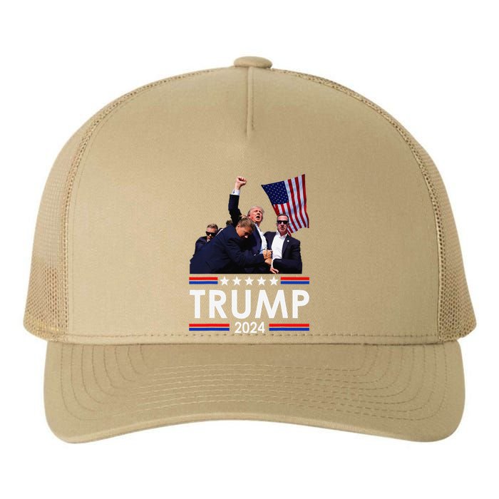 Trump Fist Pump Shot At Trump 2024 Trump Survives Rally Yupoong Adult 5-Panel Trucker Hat