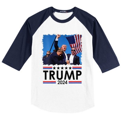 Trump Fist Pump Shot At Trump 2024 Trump Survives Rally Baseball Sleeve Shirt