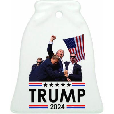 Trump Fist Pump Shot At Trump 2024 Trump Survives Rally Ceramic Bell Ornament