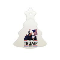 Trump Fist Pump Shot At Trump 2024 Trump Survives Rally Ceramic Tree Ornament