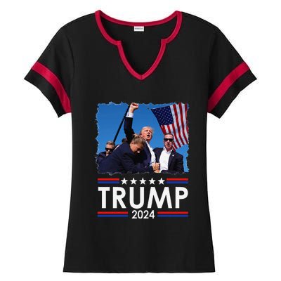 Trump Fist Pump Shot At Trump 2024 Trump Survives Rally Sweat Ladies Halftime Notch Neck Tee