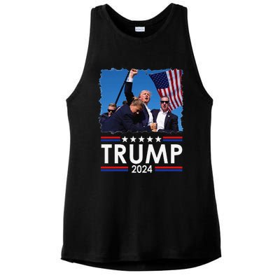 Trump Fist Pump Shot At Trump 2024 Trump Survives Rally Sweat Ladies PosiCharge Tri-Blend Wicking Tank