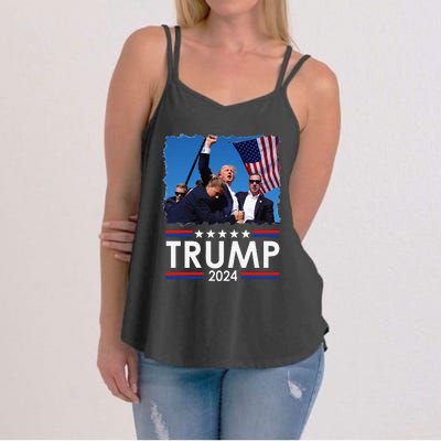 Trump Fist Pump Shot At Trump 2024 Trump Survives Rally Sweat Women's Strappy Tank