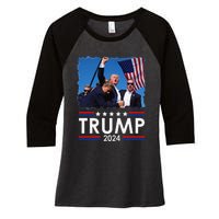 Trump Fist Pump Shot At Trump 2024 Trump Survives Rally Sweat Women's Tri-Blend 3/4-Sleeve Raglan Shirt