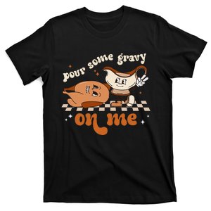 Thanksgiving Feast Retro Groovy Gravy Pouring T-Shirt