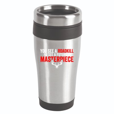 Taxidermy From Roadkill To Masterpiece Taxidermist Deer Gift 16oz Travel Tumbler