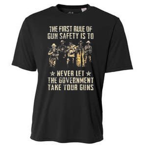 The First Rule Of Gun Safety (on back) Cooling Performance Crew T-Shirt