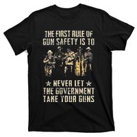 The First Rule Of Gun Safety (on back) T-Shirt