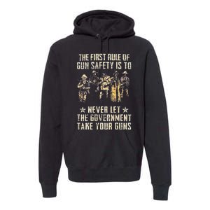 The First Rule Of Gun Safety (on back) Premium Hoodie