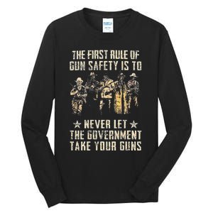 The First Rule Of Gun Safety (on back) Tall Long Sleeve T-Shirt