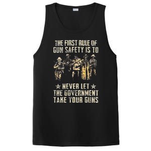 The First Rule Of Gun Safety (on back) PosiCharge Competitor Tank