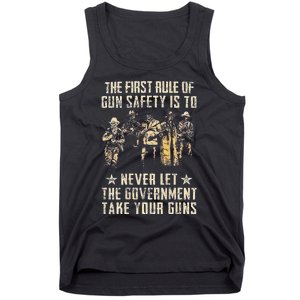 The First Rule Of Gun Safety (on back) Tank Top