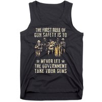 The First Rule Of Gun Safety (on back) Tank Top