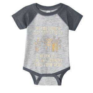 The First Rule Of Gun Safety (on back) Infant Baby Jersey Bodysuit