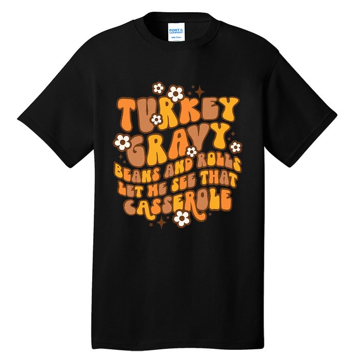 Thanksgiving Feast Retro Turkey Gravy Beans & Rolls Casserole Tall T-Shirt