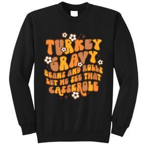 Thanksgiving Feast Retro Turkey Gravy Beans & Rolls Casserole Tall Sweatshirt