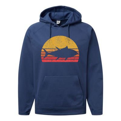 Tuna Fishing Retro Sunset Bluefin Fisherman Performance Fleece Hoodie