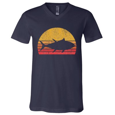 Tuna Fishing Retro Sunset Bluefin Fisherman V-Neck T-Shirt