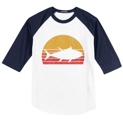 Tuna Fishing Retro Sunset Bluefin Fisherman Baseball Sleeve Shirt