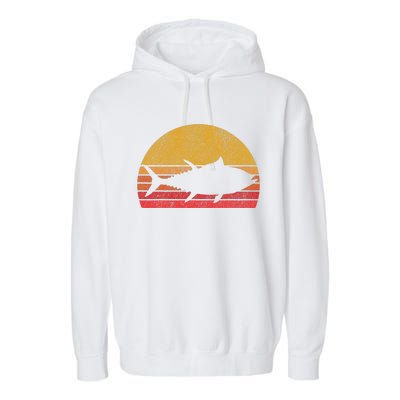 Tuna Fishing Retro Sunset Bluefin Fisherman Garment-Dyed Fleece Hoodie