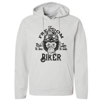 True Freedom Ride To Live Live To Ride Biker Performance Fleece Hoodie