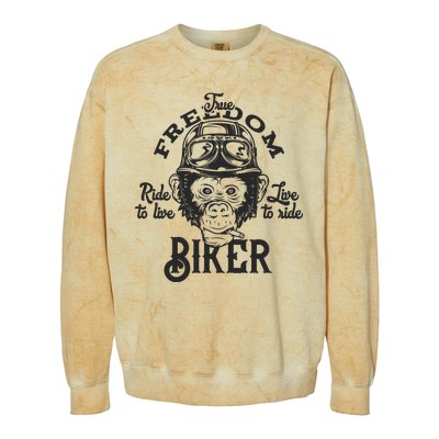 True Freedom Ride To Live Live To Ride Biker Colorblast Crewneck Sweatshirt