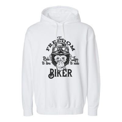 True Freedom Ride To Live Live To Ride Biker Garment-Dyed Fleece Hoodie