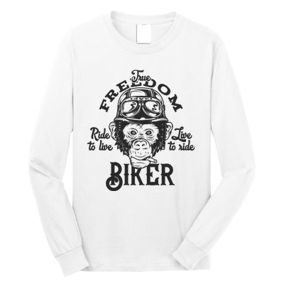 True Freedom Ride To Live Live To Ride Biker Long Sleeve Shirt