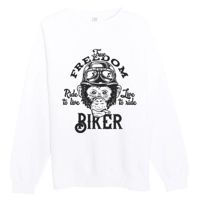 True Freedom Ride To Live Live To Ride Biker Premium Crewneck Sweatshirt