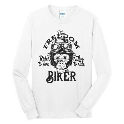 True Freedom Ride To Live Live To Ride Biker Tall Long Sleeve T-Shirt