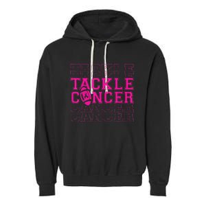 Tackle Football Ribbon Breast Cancer Awareness Garment-Dyed Fleece Hoodie