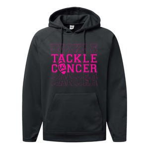 Tackle Football Ribbon Breast Cancer Awareness Performance Fleece Hoodie