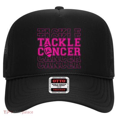 Tackle Football Ribbon Breast Cancer Awareness High Crown Mesh Back Trucker Hat