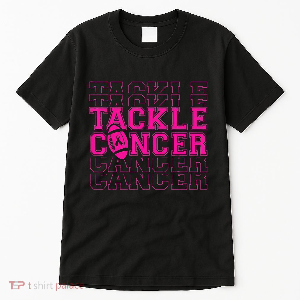 Tackle Football Ribbon Breast Cancer Awareness Tall T-Shirt