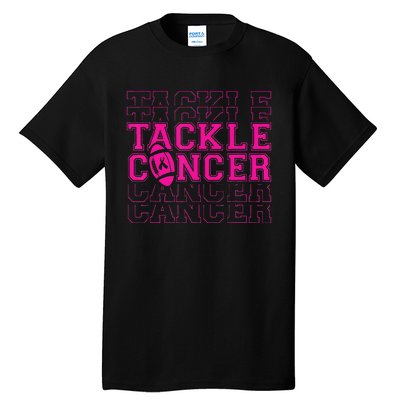 Tackle Football Ribbon Breast Cancer Awareness Tall T-Shirt