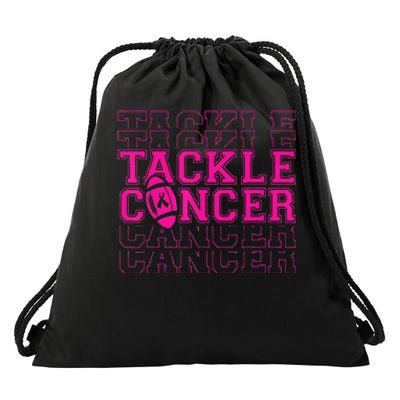 Tackle Football Ribbon Breast Cancer Awareness Drawstring Bag