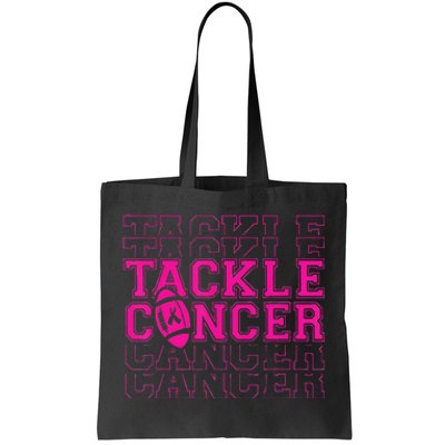 Tackle Football Ribbon Breast Cancer Awareness Tote Bag