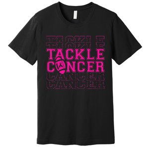 Tackle Football Ribbon Breast Cancer Awareness Premium T-Shirt